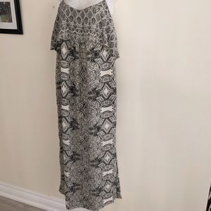 Anthropologie Cream and black midi dress